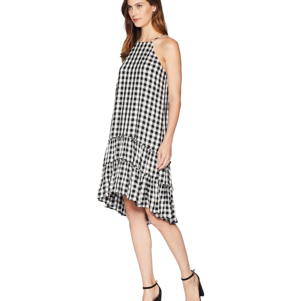 Karen Kane Kingham Ruffle Hem Dress M - Picture 1 of 8